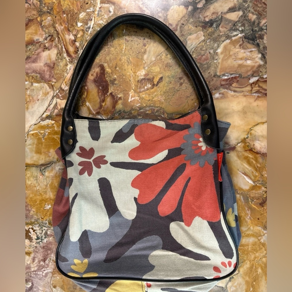 Robert Le Heros Purse Bag Colorful Linen & Leather Vintage
